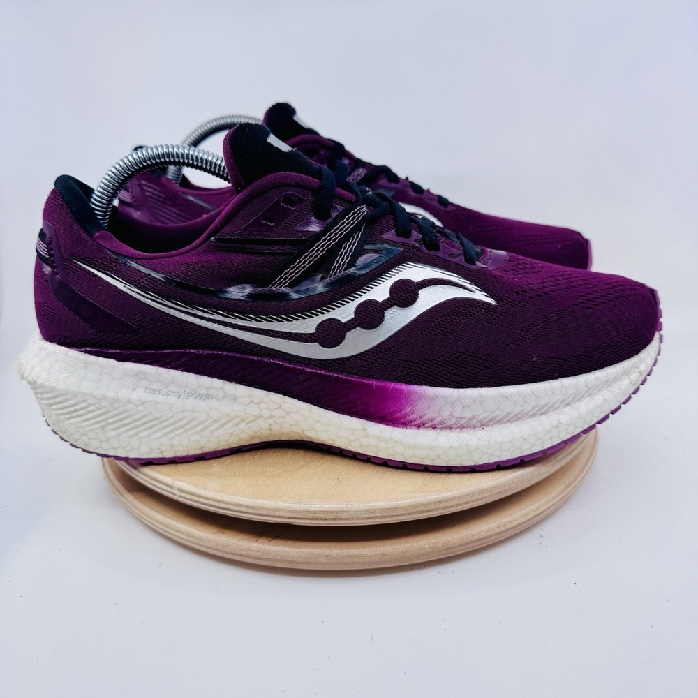 Saucony Triumph 20 Running Shoes Womens 11 W Wide Burgundy PWRRUN+ S10760-21 - Picture 4 of 9